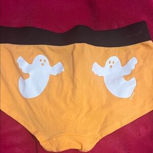 PINK Victoria's Secret Orange & Black Ghost Print Panties